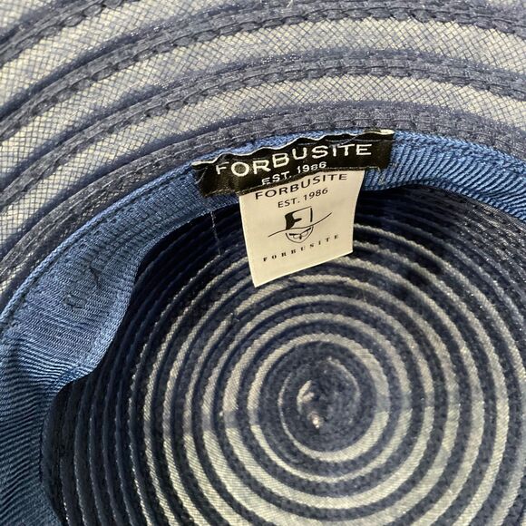 Forbusite Wide Brim Hat OS adjustable with w Large Bow Derby Church Navy blue - Picture 3 of 8